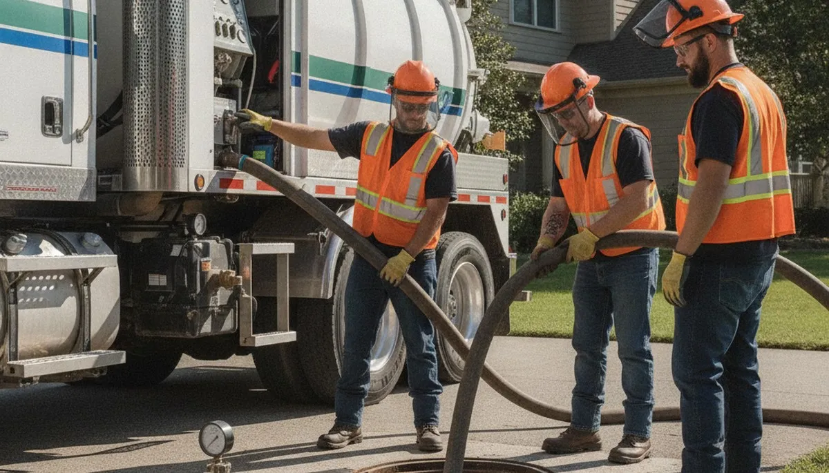 Septic pumping service truck for Duluth, MN homes by On Call Plumbers
