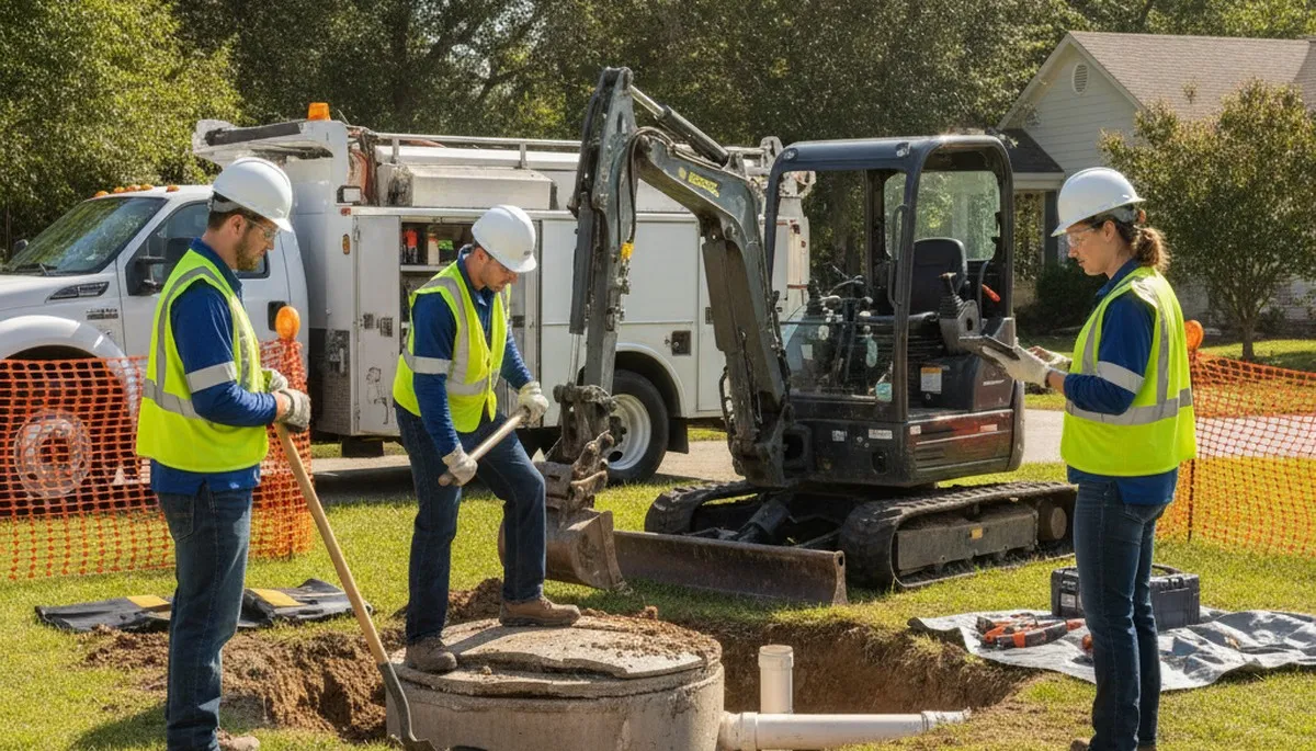 Septic repair technician servicing Duluth, MN home plumbing system for reliable drain and tank repair