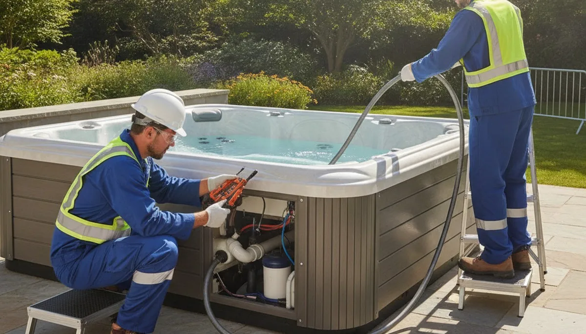 Duluth, MN plumber repairing a home spa for reliable seasonal service